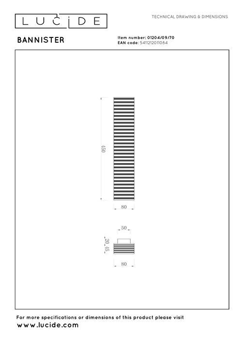 Lucide BANNISTER - Lámpara de pared - LED Regul. - CCT - 2x7W 2200K/3000K - Aspecto madera - Vibes - técnico